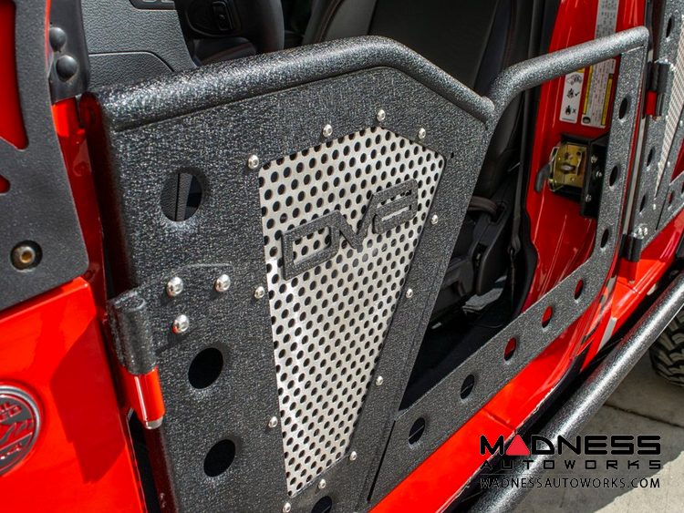 Jeep Wrangler JL Rock Door - Front - DV8 Offroad - Perforated Aluminum Mesh
