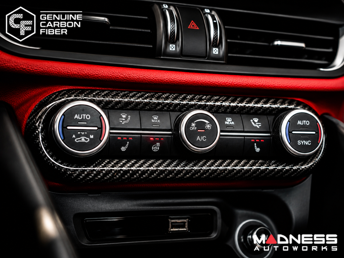 Alfa Romeo Stelvio Air Conditioning Dash Bezel - Carbon Fiber - '20+ - Feroce Carbon