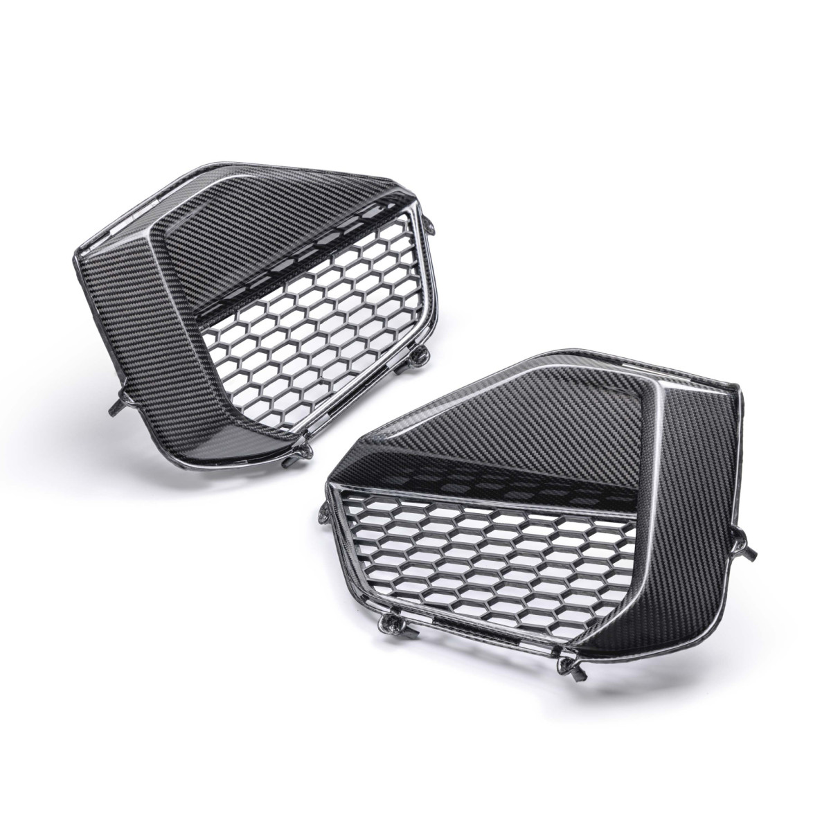 Ford Mustang Front Bumper Inserts - Carbon Fiber - GT - Gloss - 2024+