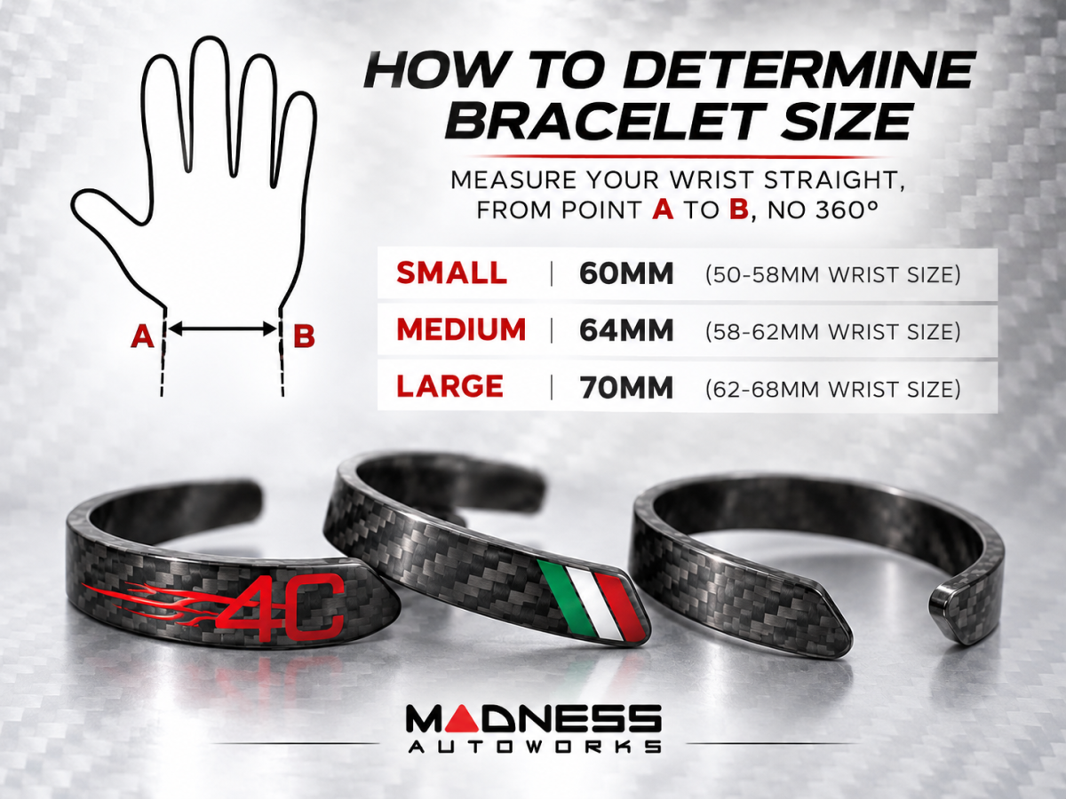 Carbon Fiber Bracelet - Italian Flag Racing Stripe Design - Silver Carbon 