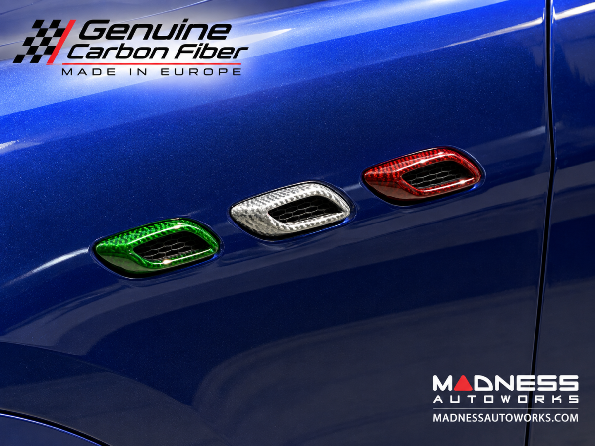 Maserati Levante Fender Vents Cover - Carbon Fiber - Italian Flag