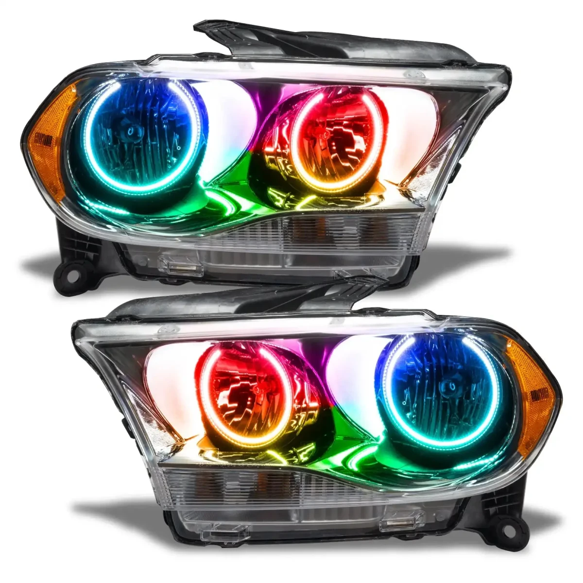 Dodge Durango Headlight Assemblies - ORACLE Lighting - SMD Halogen - ColorSHIFT w/ BC2 Controller - Chrome - `11-`13