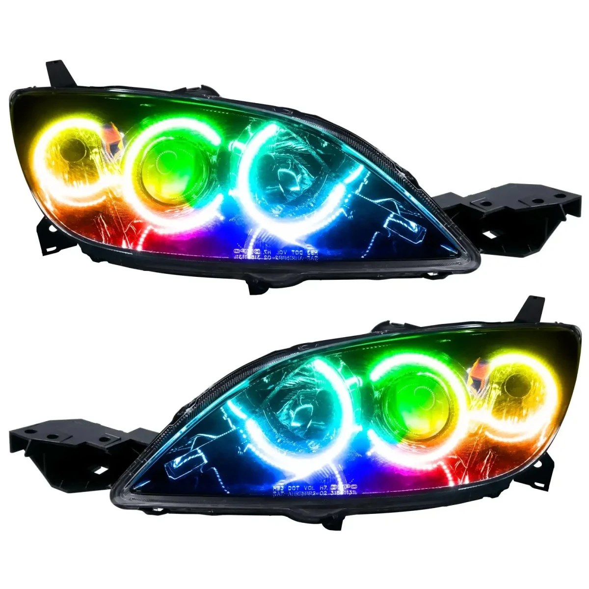Mazda 3 Headlight Assemblies - ORACLE Lighting - Halogen Style - ColorSHIFT w/ BC2 Controller - `04-`09