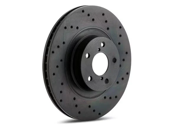 Alfa Romeo Giulia Brake Rotor (1) - Rear Left - R1 Concepts - Drilled - Black