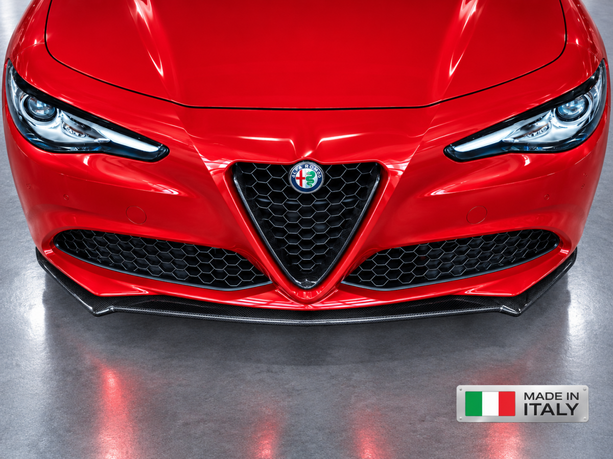 Alfa Romeo Giulia Front Spoiler - Carbon Fiber - Italia Style - Stile Italia - Base Model - V1 - One Piece Design 