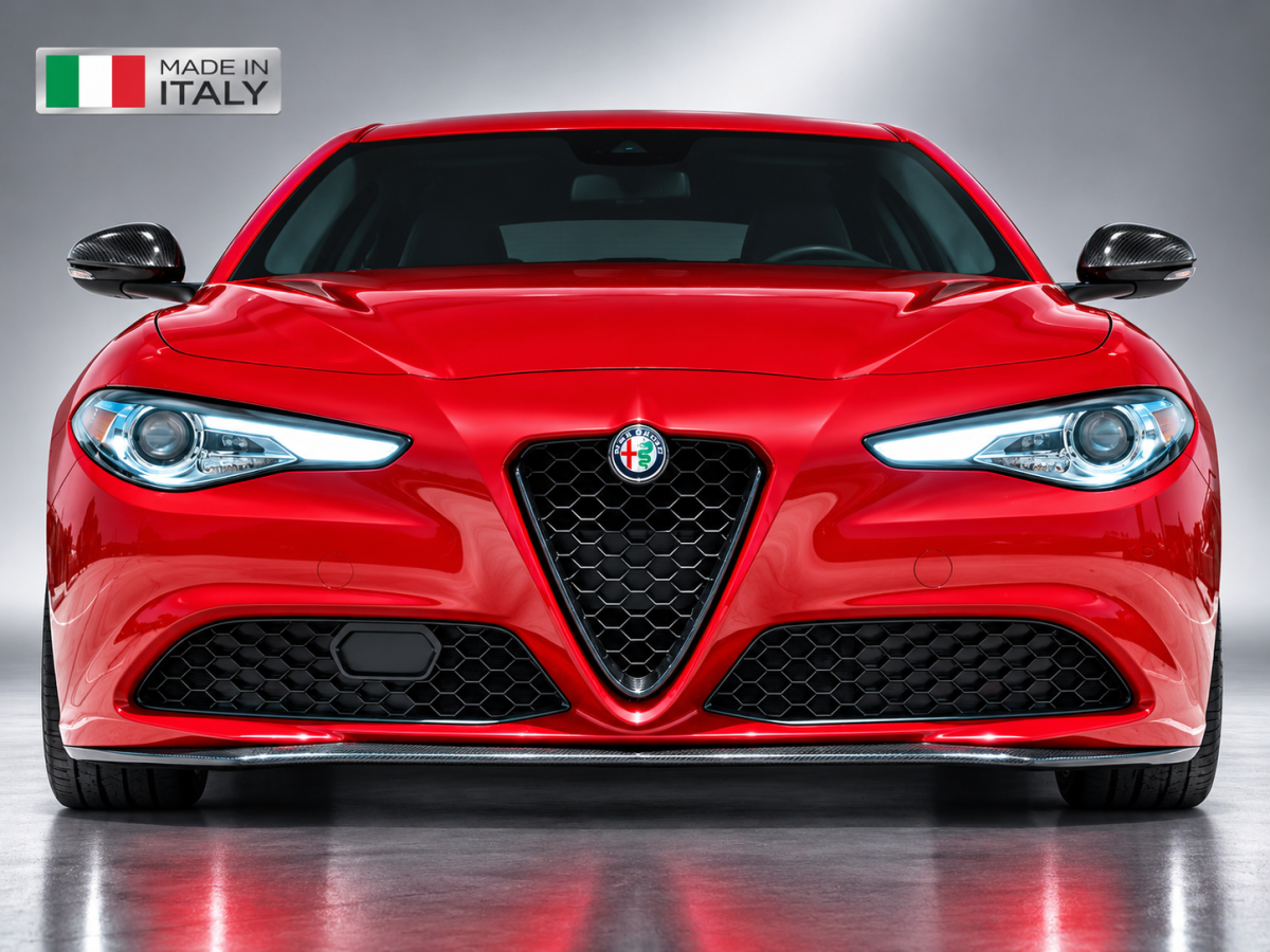 Alfa Romeo Giulia Front Spoiler - Carbon Fiber - Italia Style - Stile Italia - Base Model - V1 - One Piece Design 