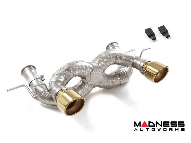 Maserati MC20 Performance Exhaust - Ragazzon - Evo Line - Rear Secton - w/ Emulator Valves - Gold Tips