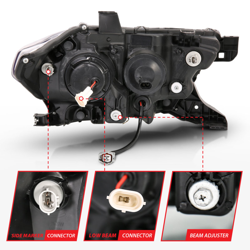 Toyota Tacoma Projector Headlights - ANZO - Plank Style Design w/ DRL - Chrome/Amber - `16-`17