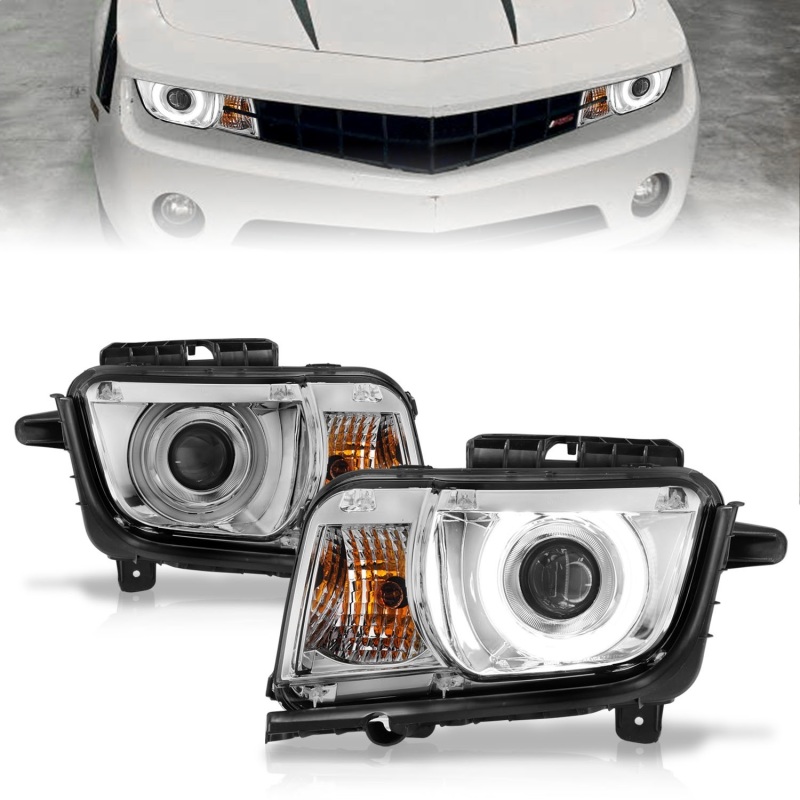 Chevrolet Camaro Projector Headlights - ANZO - Halo Chrome CCFL - Chrome - `10-`13