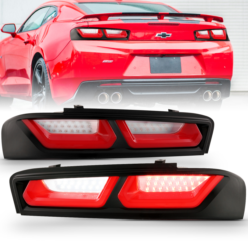 Chevrolet Camaro LED Taillights - ANZO - Red/Clear Lens - Red/Clear - `16-`18