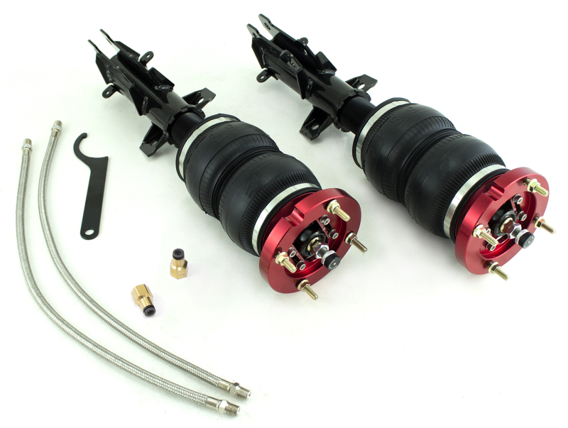 Ford Mustang Coilover Suspension Kit - Front - Air Lift - 2B6 Regular Double-Bellows Air Spring + 30-Level Adjustable, Monotube, Threaded Body Strut + Red Anodized Camber Plates - `05-`14