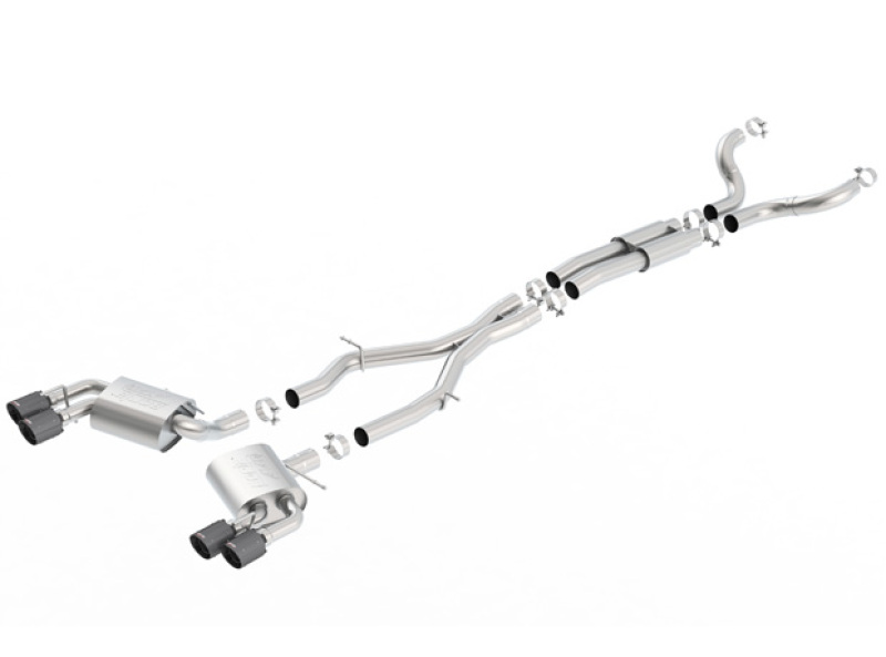Chevrolet Camaro SS Performance Exhaust - Rear - Borla - Cat Back ATAK, Dual Split Exit, Carbon Fiber Tips - Black - `16-`24