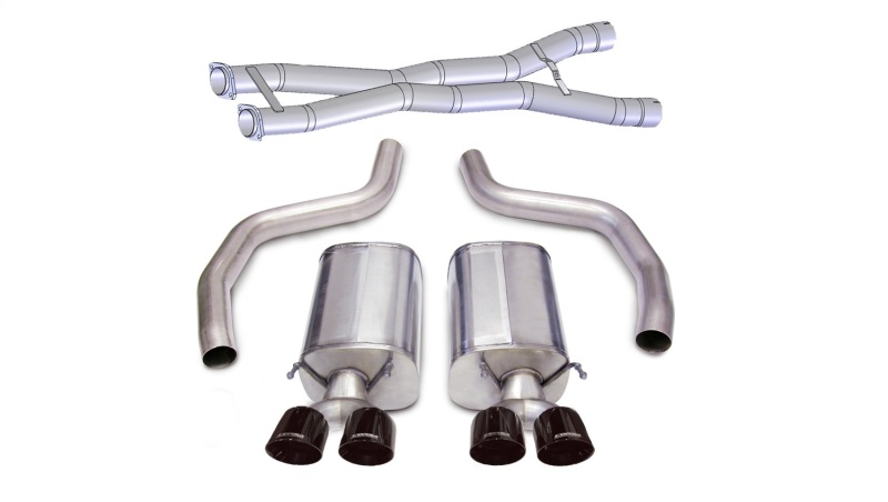 Chevrolet Corvette C6 Z06 Performance Exhaust - Dual Rear Exit - CORSA Performance - Cat-Back Sport with Twin 4.0in. Black PVD Pro-Series Tips - Black - `12-`13