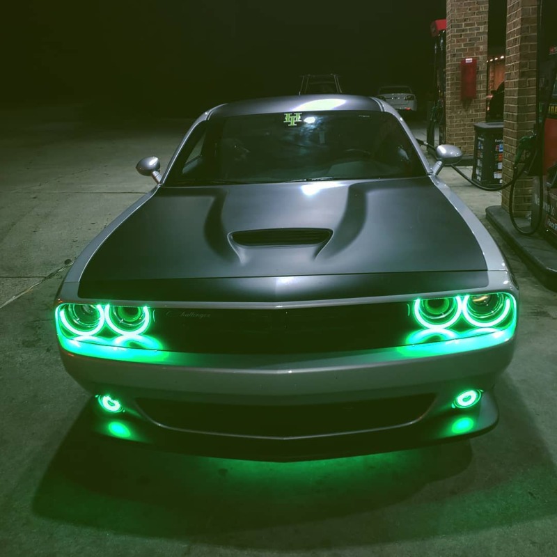 Dodge Challenger Fog Light Halo Kit - ORACLE Lighting - Waterproof LED, Surface Mount, ColorSHIFT - ColorSHIFT - `15-`23
