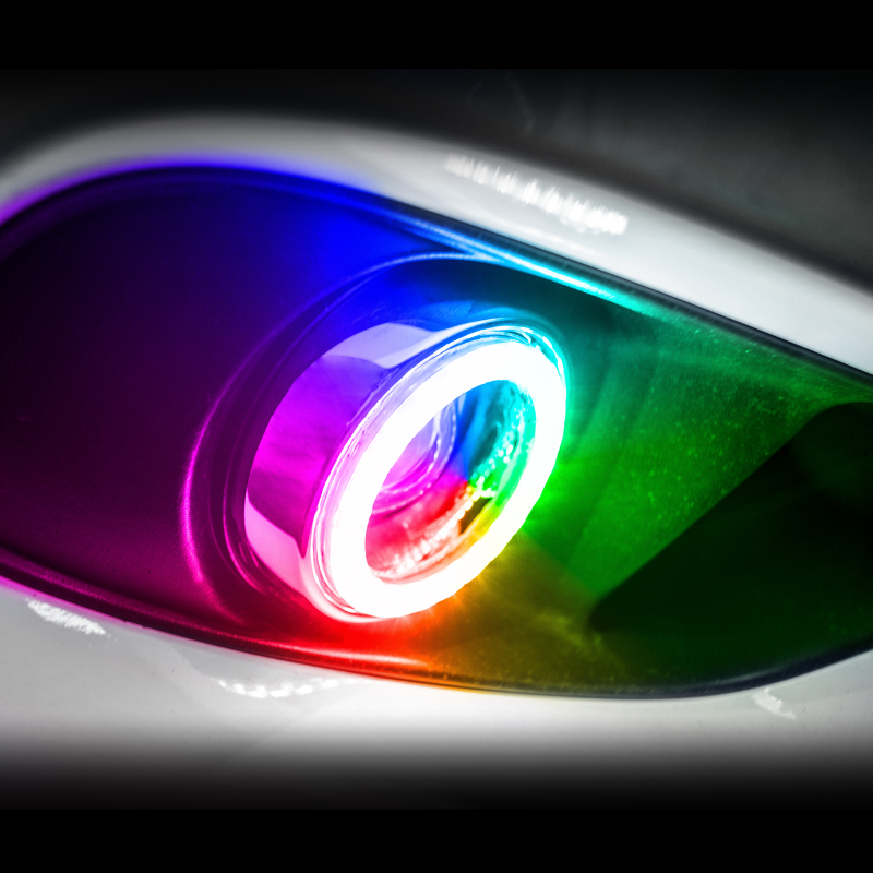 Dodge Challenger Fog Light Halo Kit - ORACLE Lighting - Waterproof LED, Surface Mount, ColorSHIFT - ColorSHIFT - `15-`23