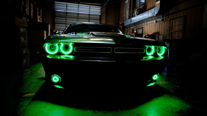 Dodge Challenger Fog Light Halo Kit - ORACLE Lighting - Waterproof LED, Surface Mount, ColorSHIFT - ColorSHIFT - `15-`23