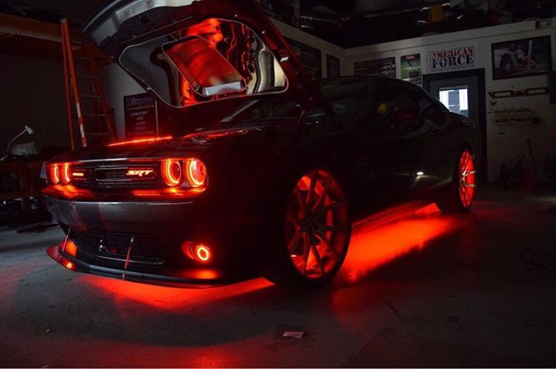 Dodge Challenger Fog Light Halo Kit - ORACLE Lighting - Waterproof LED, Surface Mount, ColorSHIFT - ColorSHIFT - `15-`23