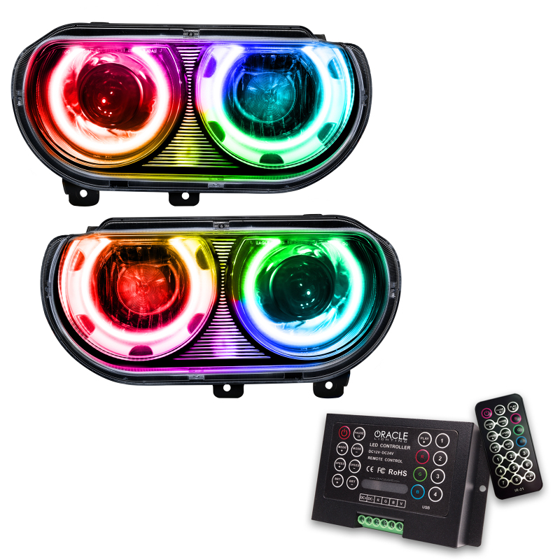Dodge Challenger Headlight Assemblies - Front - ORACLE Lighting - ColorSHIFT 2.0 with SMD Halo - `08-`14