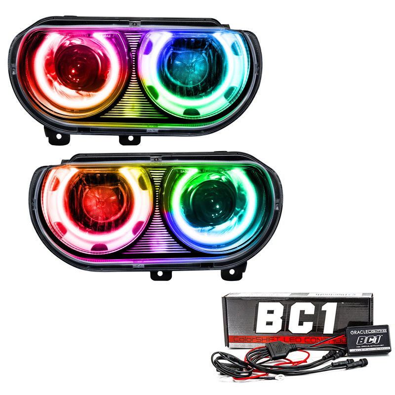 Dodge Challenger Headlight Assemblies - ORACLE Lighting - ColorSHIFT w/ BC1 Controller - `08-`14