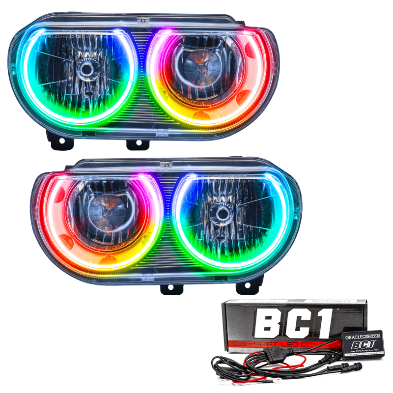 Dodge Challenger Headlight Assemblies - ORACLE Lighting - ColorSHIFT w/ BC1 Controller - `08-`14