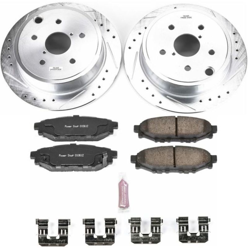 Subaru WRX Brake Kit - Rear - PowerStop - Drilled & Slotted Rotors + Carbon-Fiber Ceramic Pads - `15-`19