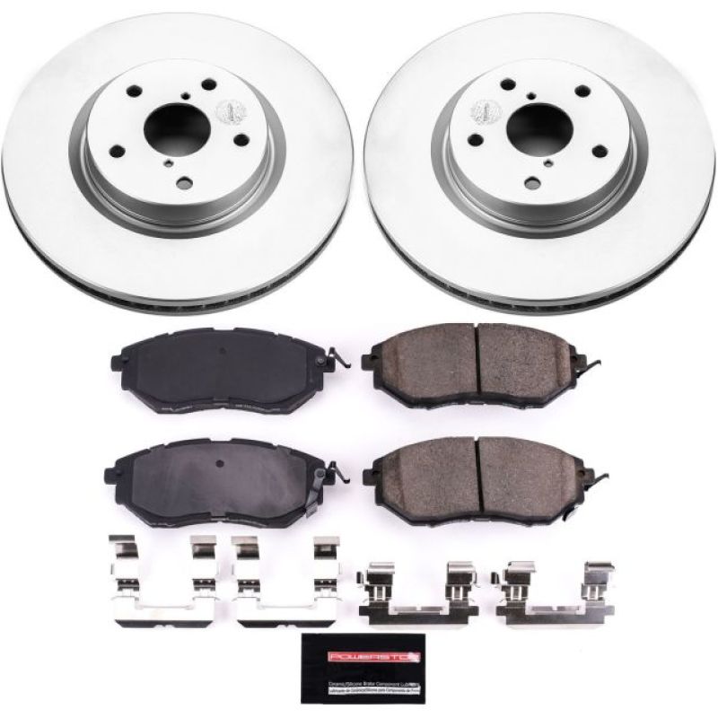 Subaru WRX Brake Kit - Front - PowerStop - Genuine Geomet Coated Rotors + Z17 Low-Dust Ceramic Pads + Stainless-Steel Hardware - `15-`20
