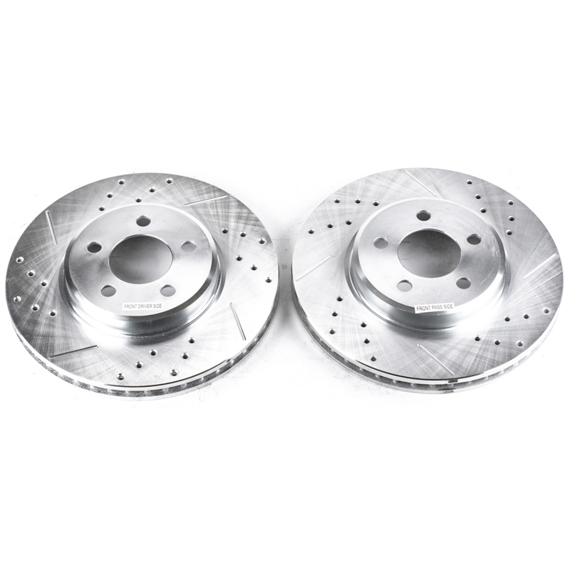 Chrysler 300 Brake Rotors (2) - Front - PowerStop - Evolution Drilled & Slotted - Silver - `05-`19