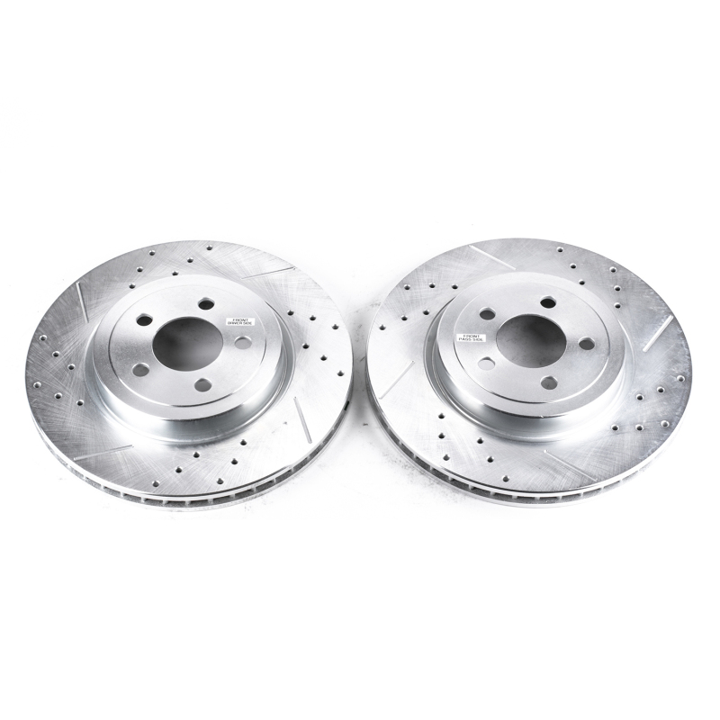 Chrysler 300 Brake Rotors (2) - Front - PowerStop - Evolution Drilled & Slotted - Silver - `05-`19