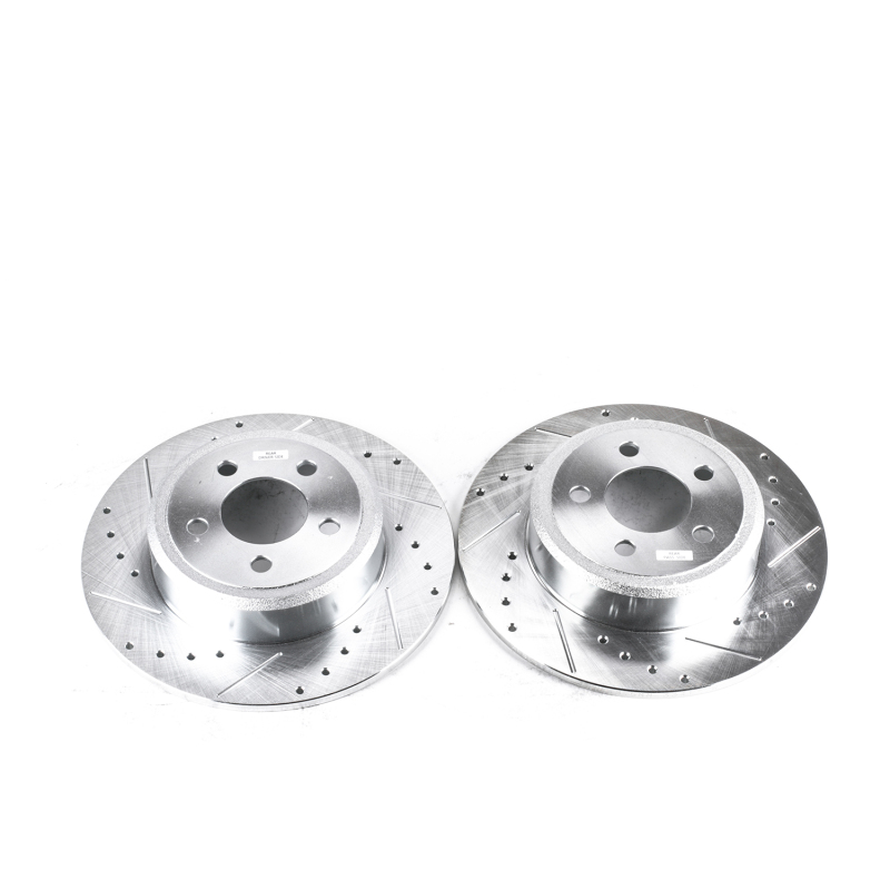 Chrysler 300 Brake Rotors (2) - Rear - PowerStop - Evolution Drilled & Slotted - Silver - `05-`19
