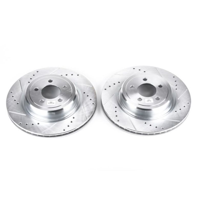 Dodge Charger Brake Rotors (2) - Rear - PowerStop - Evolution Drilled & Slotted - Silver - `06-`18