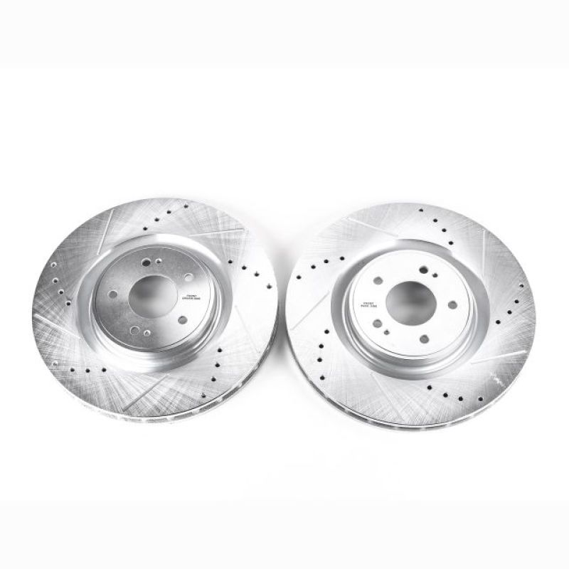 Mitsubishi Lancer Brake Rotors (2) - Front - PowerStop - Evolution Drilled & Slotted Rotors - Silver - 2008