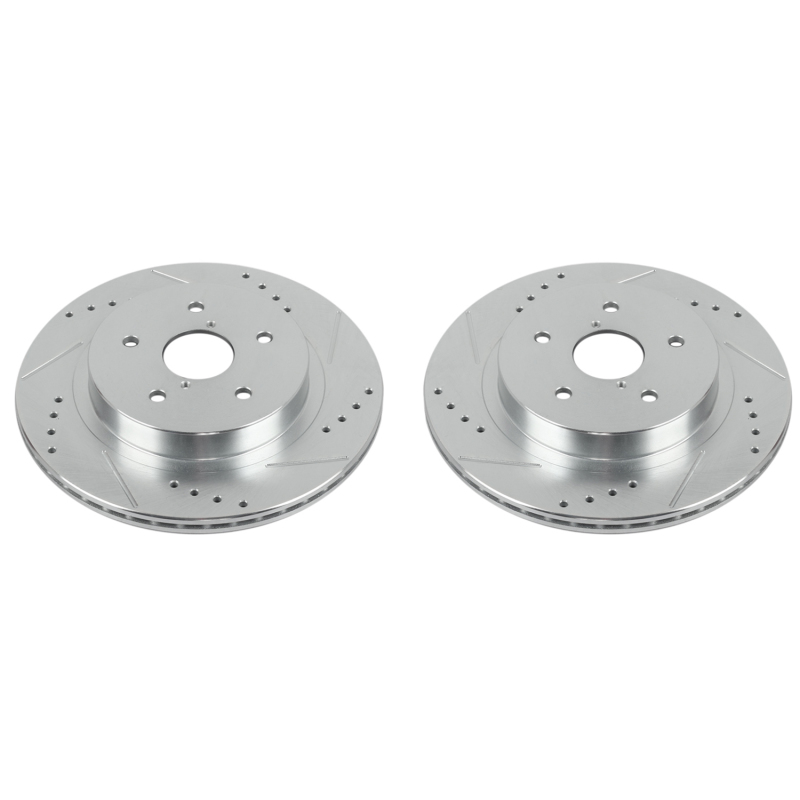 Subaru Outback Brake Rotors (2) - Rear - PowerStop - Evolution Drilled & Slotted - Silver - `15-`19