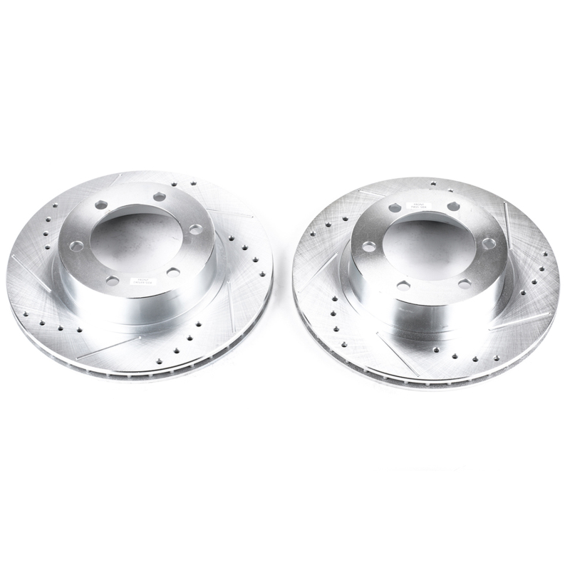 Toyota Tacoma Brake Rotors (2) - Front - PowerStop - Evolution Drilled & Slotted - Silver - 2004