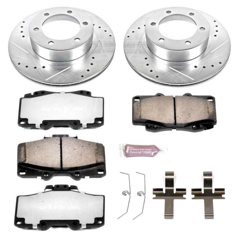 Toyota Tacoma Brake Kit - Front - PowerStop - Drilled & Slotted Rotors + Carbon-Fiber Ceramic Pads - 2004