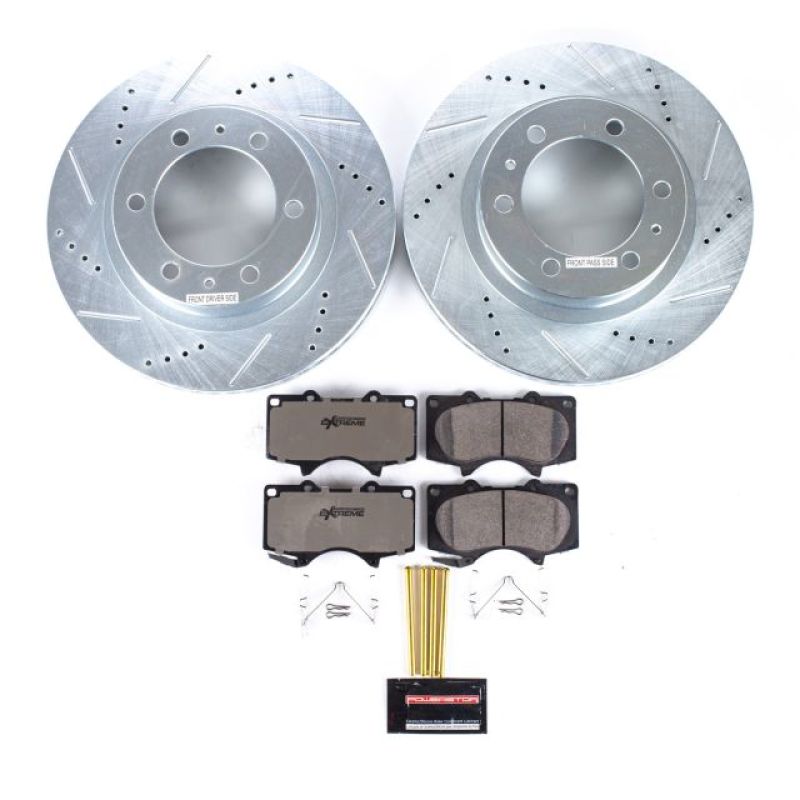 Toyota Tacoma Brake Kit - Front - PowerStop - Drilled & Slotted Rotors + Carbon-Fiber Ceramic Pads - `05-`21