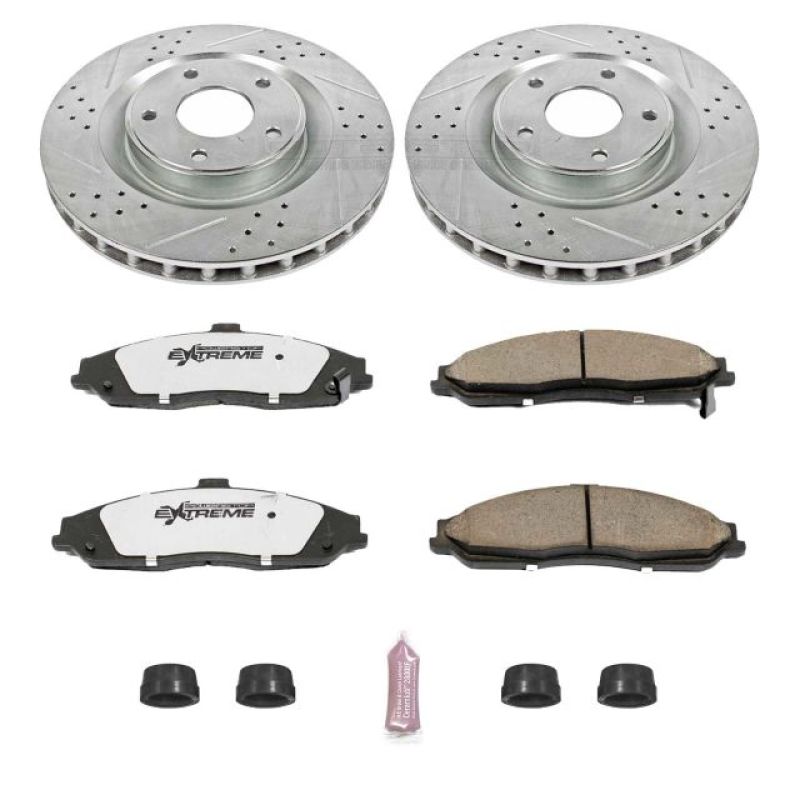 Chevrolet Corvette Brake Kit - Front - PowerStop - Drilled/Slotted Rotors + Carbon-Fiber Ceramic Pads - `05-`13
