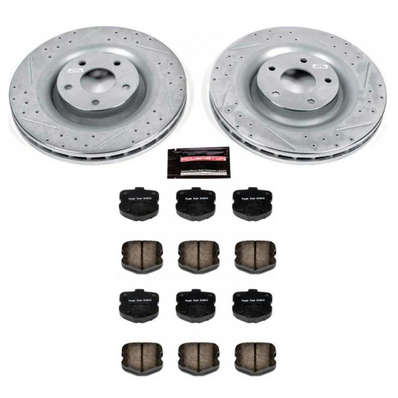 Chevrolet Corvette Brake Kit - Front - PowerStop - Drilled & Slotted Rotors + Carbon-Fiber Ceramic Pads - `06-`13