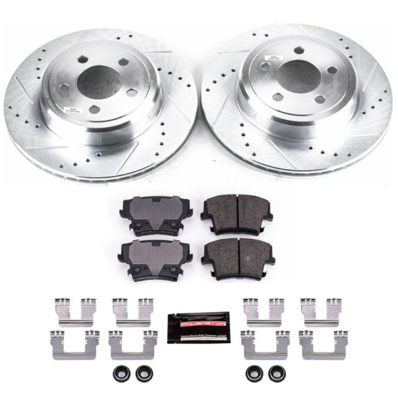 Chrysler 300 Brake Kit - Rear - PowerStop - Drilled & Slotted Rotors + Carbon-Fiber Ceramic Pads - `05-`21
