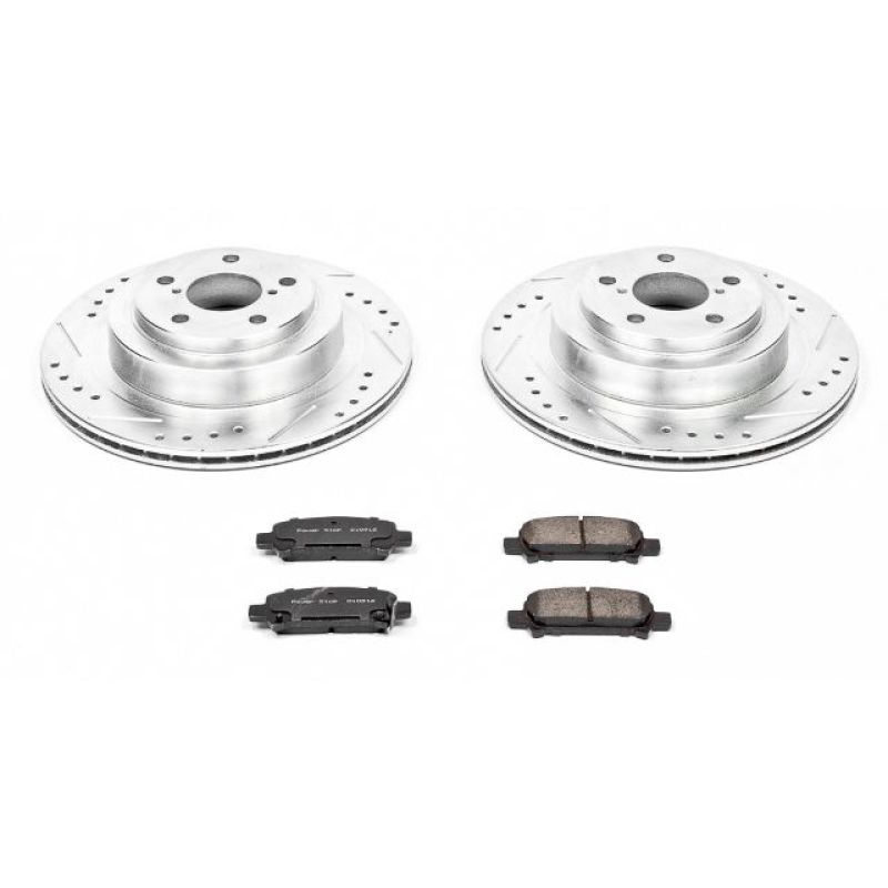 Subaru Legacy Brake Kit - Rear - PowerStop - Drilled & Slotted Rotors + Carbon-Fiber Ceramic Pads - `05-`09