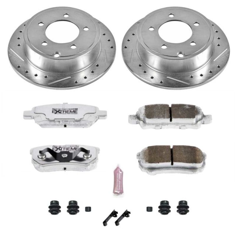 Mitsubishi Lancer Brake Kit - Rear - PowerStop - Drilled & Slotted Rotors + Carbon-Fiber Ceramic Pads + Stainless Steel Hardware - `08-`17