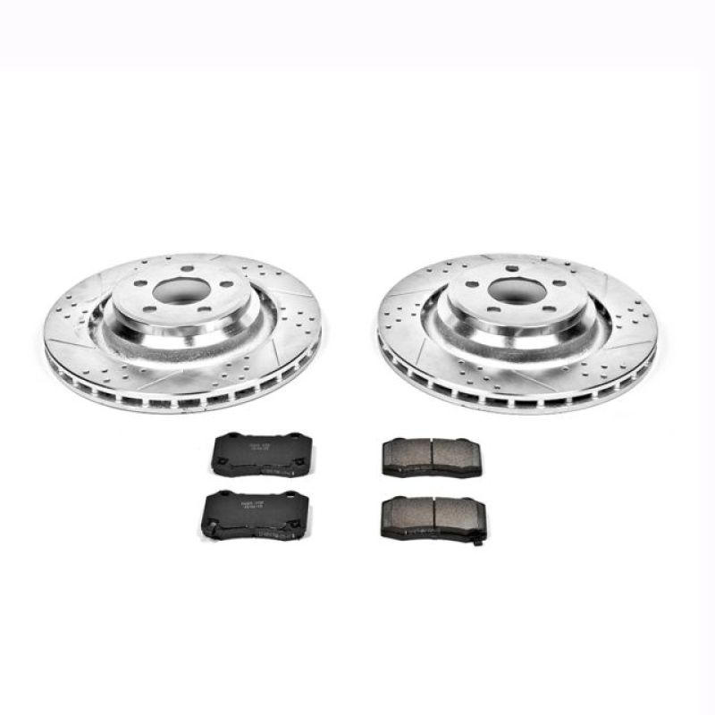 Chrysler 300 Brake Kit - Rear - PowerStop - Drilled & Slotted Rotors + Carbon-Fiber Ceramic Pads - `05-`10