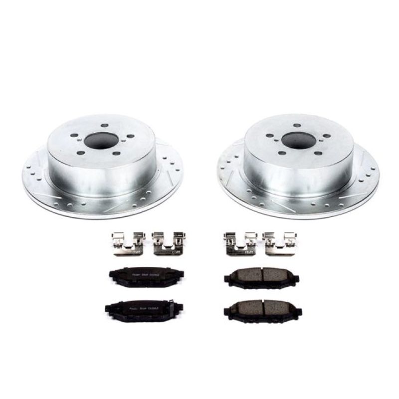 Subaru Outback Brake Kit - Rear - PowerStop - Drilled & Slotted Rotors + Carbon-Fiber Ceramic Pads - `05-`09