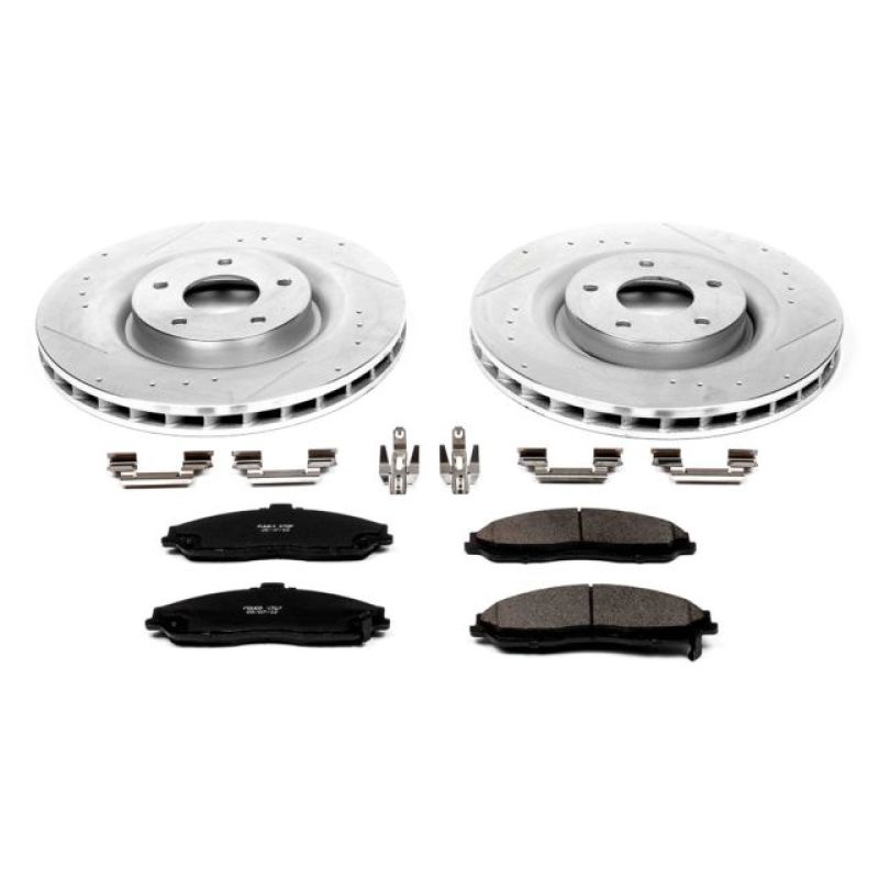 Chevrolet Corvette Brake Kit - Front - PowerStop - Drilled & Slotted Rotors + Carbon-Fiber Ceramic Pads - `05-`13