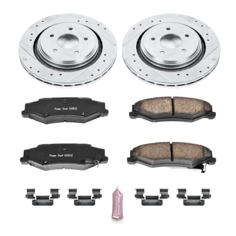 Chevrolet Corvette Brake Kit - Rear - PowerStop - Drilled & Slotted Rotors + Carbon-Fiber Ceramic Pads - `05-`13