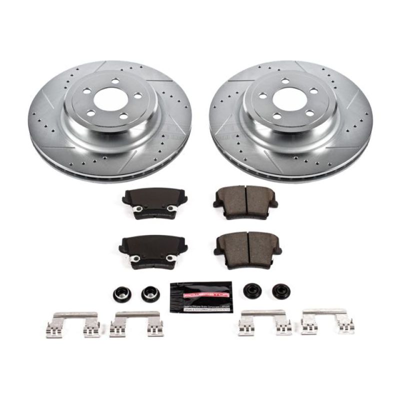 Dodge Charger Brake Kit - Rear - PowerStop - Drilled & Slotted Rotors + Carbon-Fiber Ceramic Pads - `06-`14