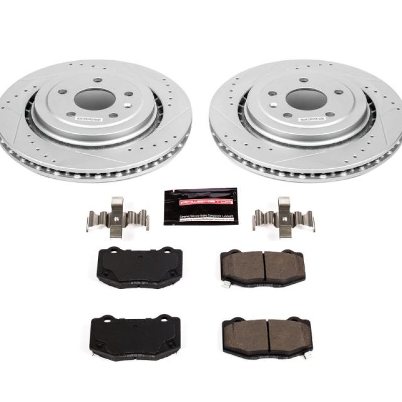 Chevrolet Corvette Brake Kit - Rear - PowerStop - Drilled & Slotted Rotors + Carbon-Fiber Ceramic Pads - `14-`19
