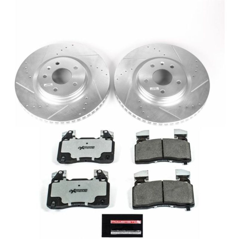 Chevrolet Corvette Brake Kit - Front - PowerStop - Drilled & Slotted Rotors + Carbon-Fiber Ceramic Pads - `14-`19