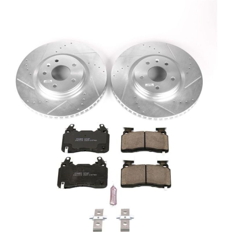 Chevrolet Corvette Brake Kit - Front - PowerStop - Drilled & Slotted Rotors + Carbon-Fiber Ceramic Pads - `14-`19