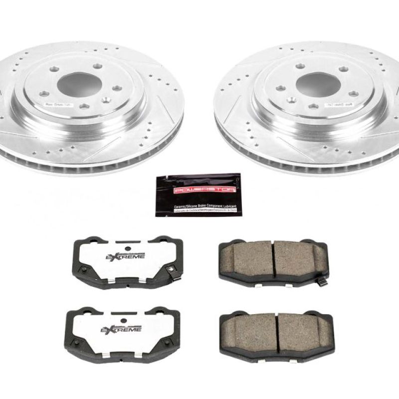 Chevrolet Corvette Brake Kit - Rear - PowerStop - Drilled & Slotted Rotors + Carbon-Fiber Ceramic Pads - `14-`19