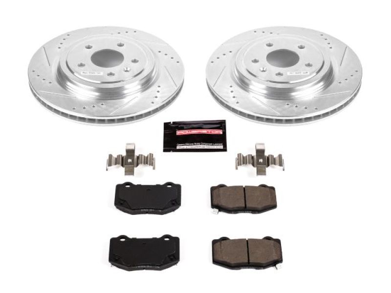 Chevrolet Corvette Brake Kit - Rear - PowerStop - Z23 Evolution Sport: Drilled & Slotted Rotors + Carbon-Fiber Ceramic Pads - `14-`19